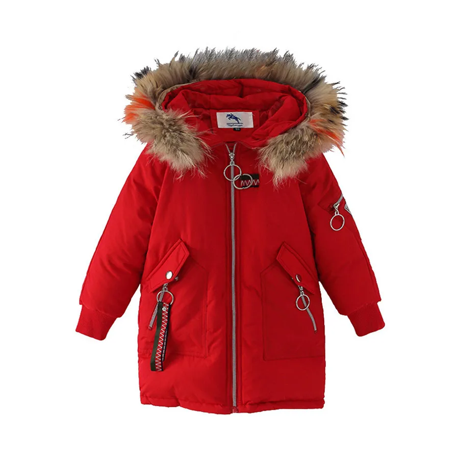 

Girls Winter Clothes Long Sleeve Hooded Fashion Mid-Long Coats Fluffy Collar Thicken Warm Cotton Windbreaker Outdoor Jackets