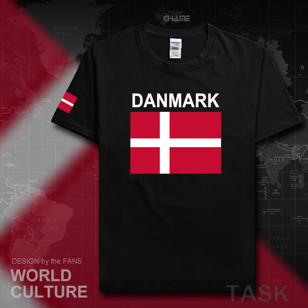 Датская Мужская футболка 2017 трикотажная с национальной символикой 100% хлопковая