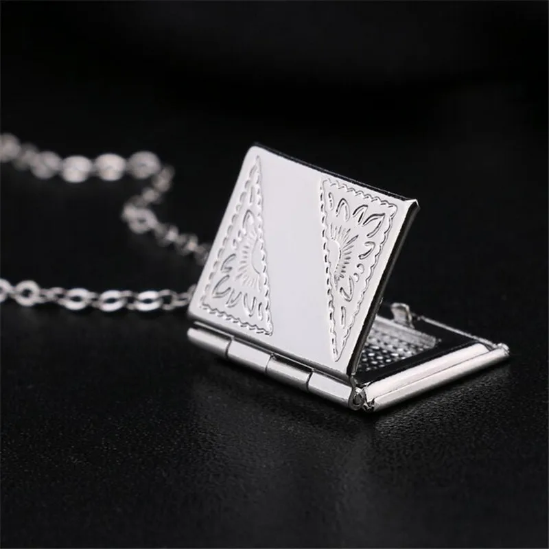 1 Pc Photo Locket Silver Box Necklace Chain Pendant for Women | Украшения и аксессуары