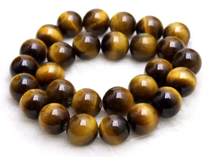

Qingmos 14mm AA Round Yellow High Quality Natural Tiger's-eye Beads Beads for Jewelry Making Strand 15"-los701 Free ship