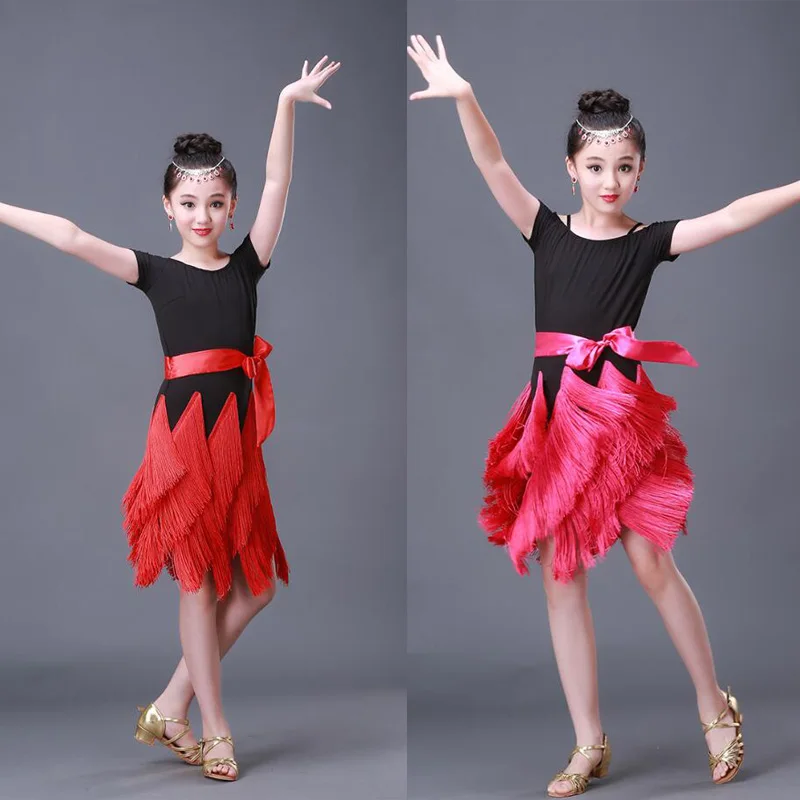 Бальное платье с кисточками для девочек латиноамериканских танцев Детские