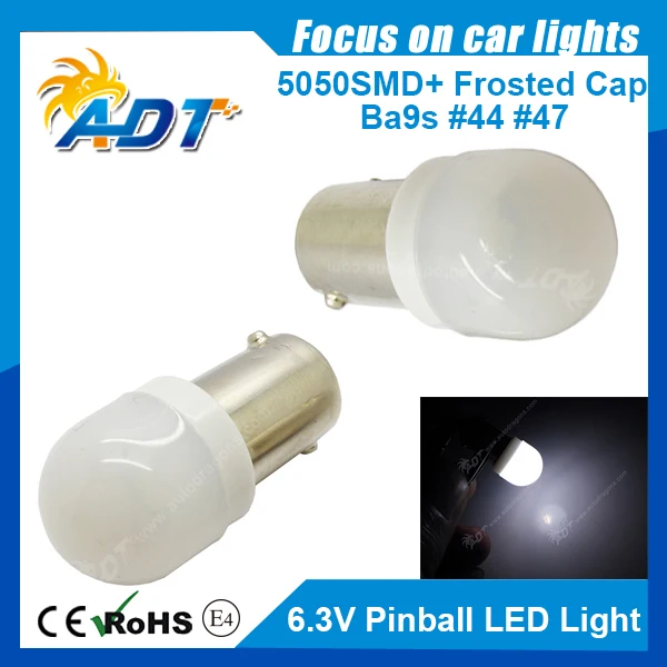 100 шт. 906 Ba9s #44 6 3 V AC матовый 47 Pinball led Light 5050 светодиоды холодный белый для кормовой