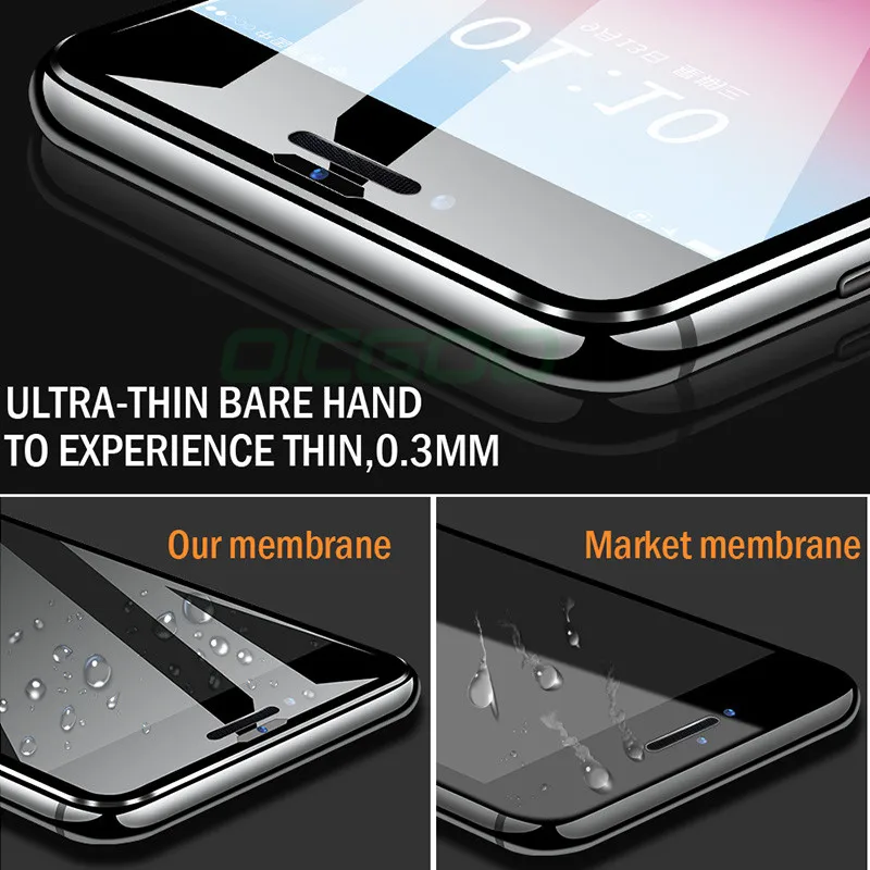 OICGOO 6D закаленное стекло с закругленными краями для iPhone 6 6s 7 8 Plus X 10 Защитная пленка