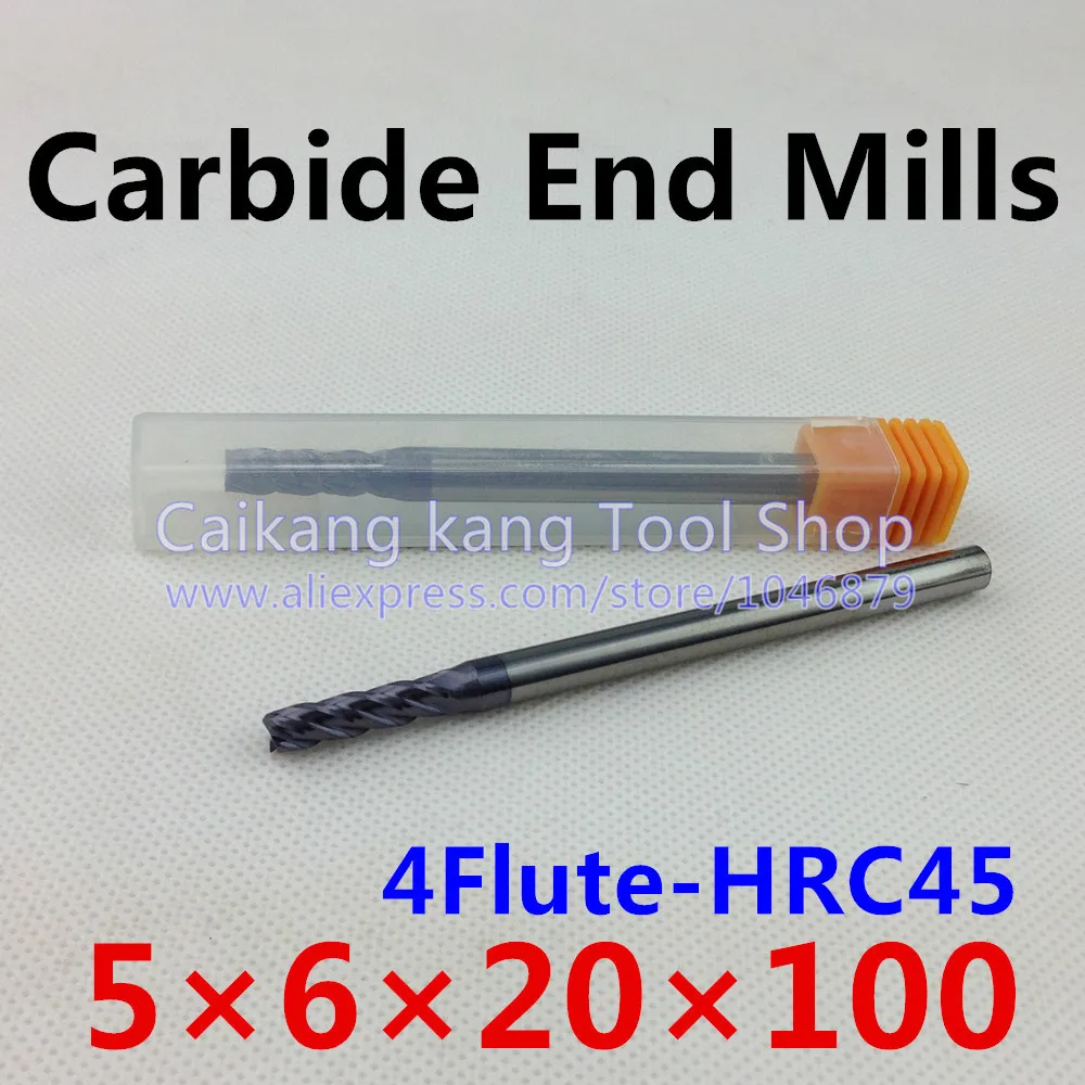 

New 4 Flute Head:5mm Tungsten steel cutter CNC milling Carbide End mills Highest cutting hardness: 45HRC 4F 5*6*20*100mm