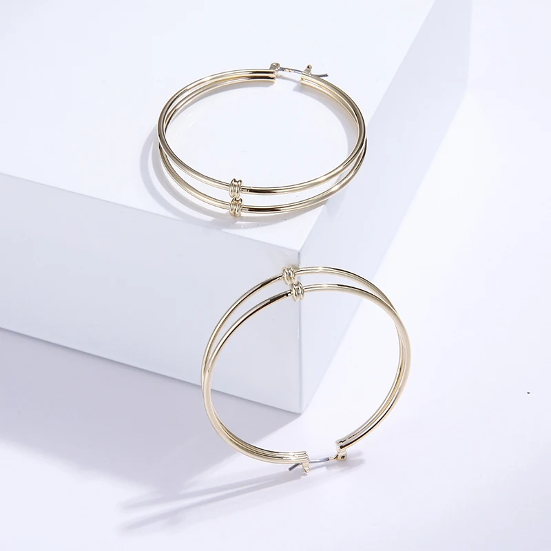 YMYW изысканные двухслойные круглые серьги в виде колец геометрической формы