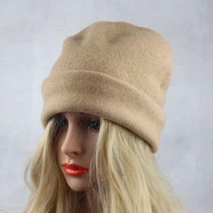 Модные зимние шляпы для женщин шерсть Skullies шляпа дамские шапочки Повседневная теплая вязаная шапка - Цвет: CAMEL