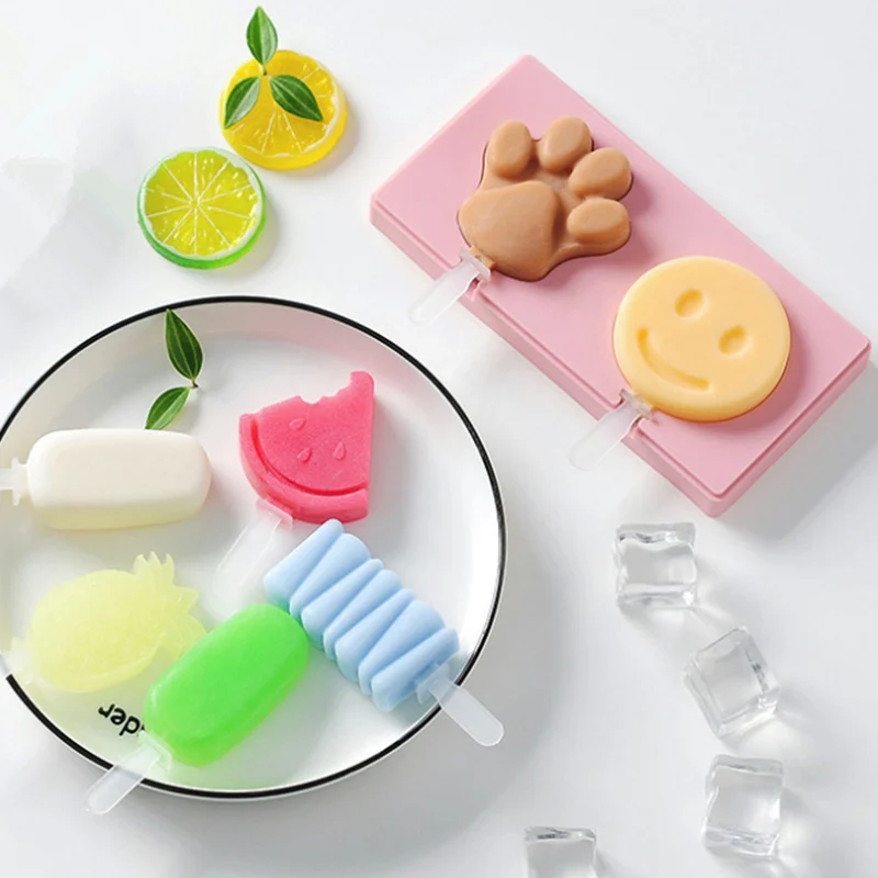 Goldbaking Милые силиконовые формы для льда с крышкой формы для мороженого DIY формы для льда с многоразовыми палочками