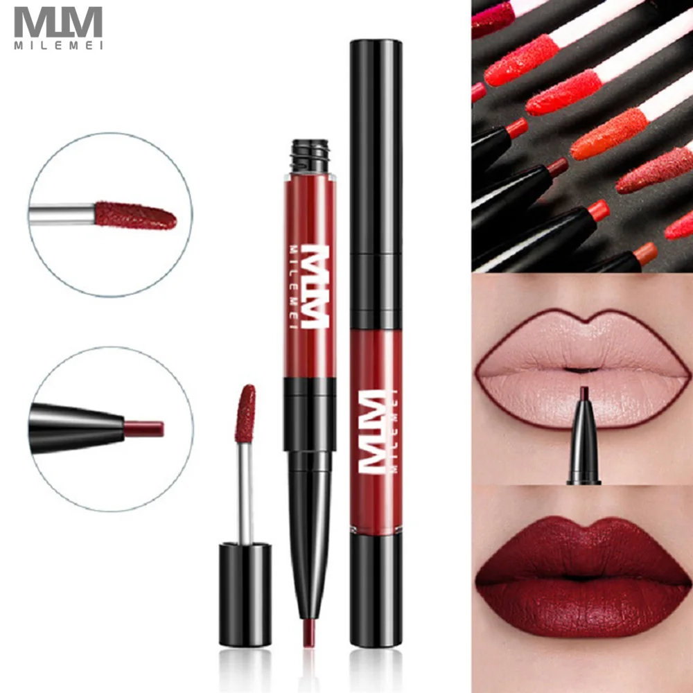 MILEMEI двойной конец Lipliner матовая бархатная жидкая помада увлажняющая губы
