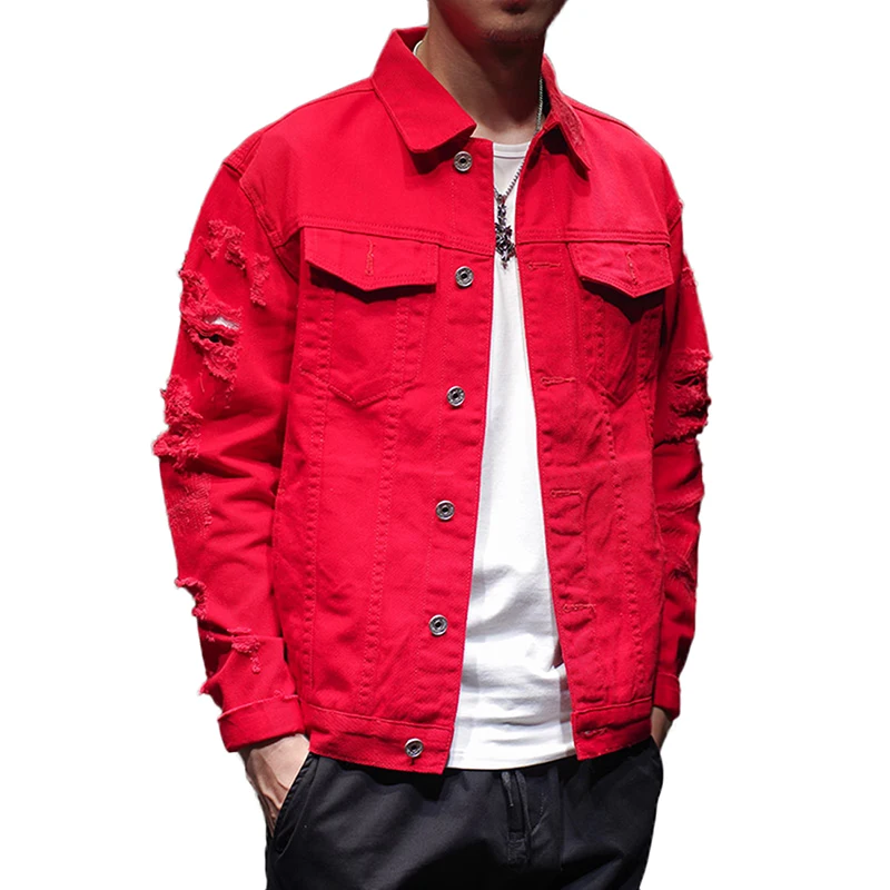 Мужская Модная приталенная рваная джинсовая куртка Idopy в уличном стиле разные