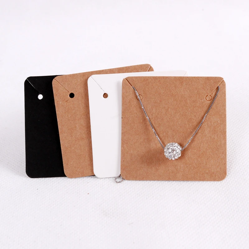 50Pcs/lot 5x5cm Blank Kraft Paper Jewelry Display Necklace Cards Favor Label Tag For Jewelry Making Diy Accessories Wholesale images - 6