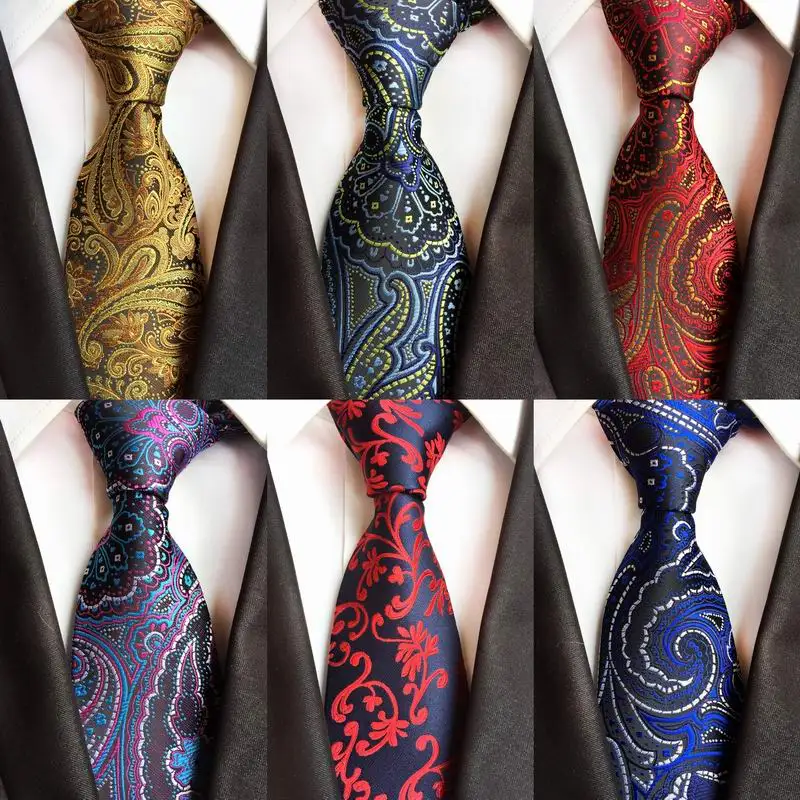 

High Quality Paisley Brown Gold Mens Silk Tie 100% Jacquard Woven Classic Ties Gravata Corbatas Wedding Neckties