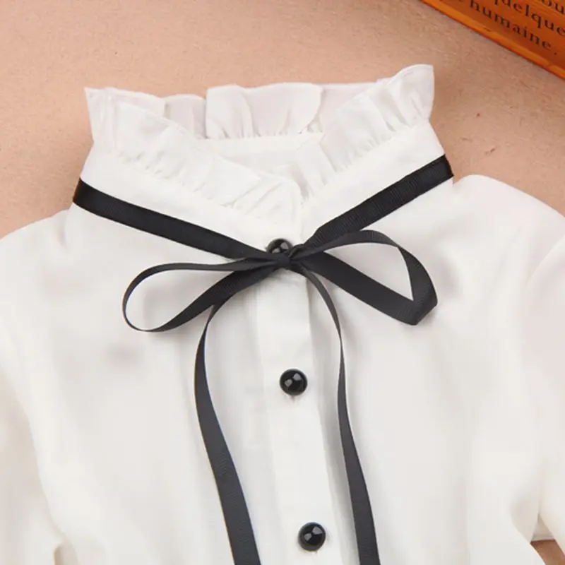 Демисезонная Детская рубашка с длинным рукавом школьная блузка для девочек топы