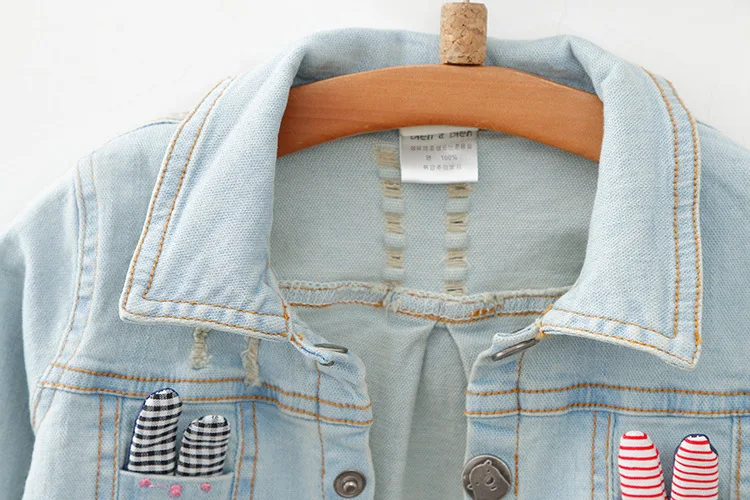 Джинсовые куртки для маленьких девочек пальто на весну осень детское джинсовое