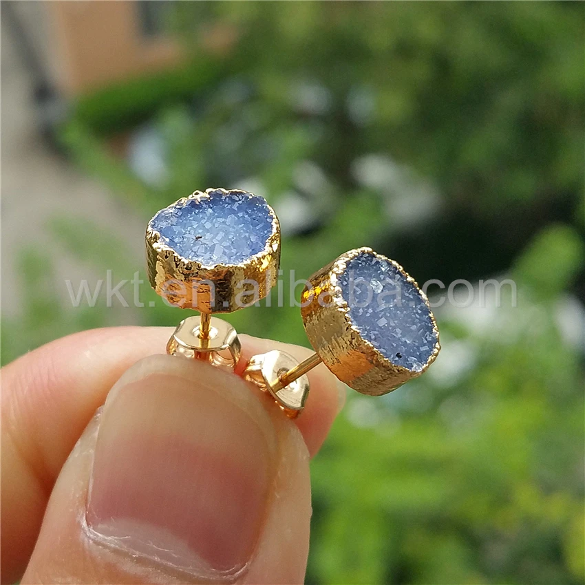 Серьги-гвоздики с драгоценными камнями серьги-гвоздики 10 мм круглая форма оптом