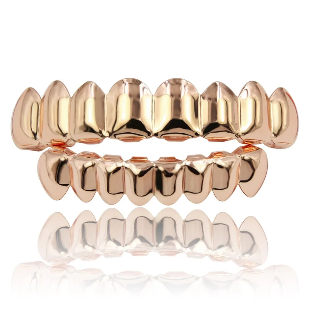 Golden Silver Plated 8 Top Bottom Vampire Teeth Protector Hip Hop Grills Cap For Halloween Christmas Party | Украшения и