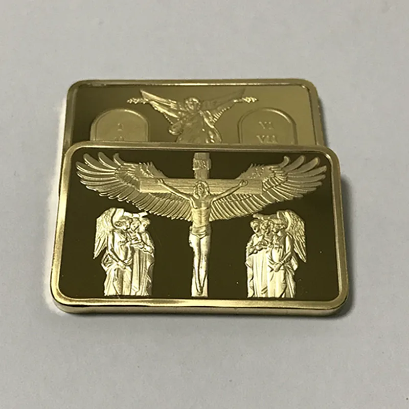 50 шт в наборе Немагнитный Иисус заповеди монета 1 OZ 24K покрыло покрытием слиток