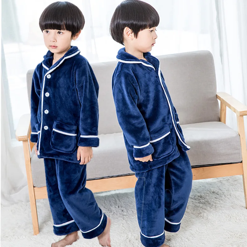 

Winter Warm Flannel Children Sleepwear Robe Brand Pajama Sets for Boys Kids Sleepwear Sets Top+Pant 2pcs Suits Girls Pajama Sets