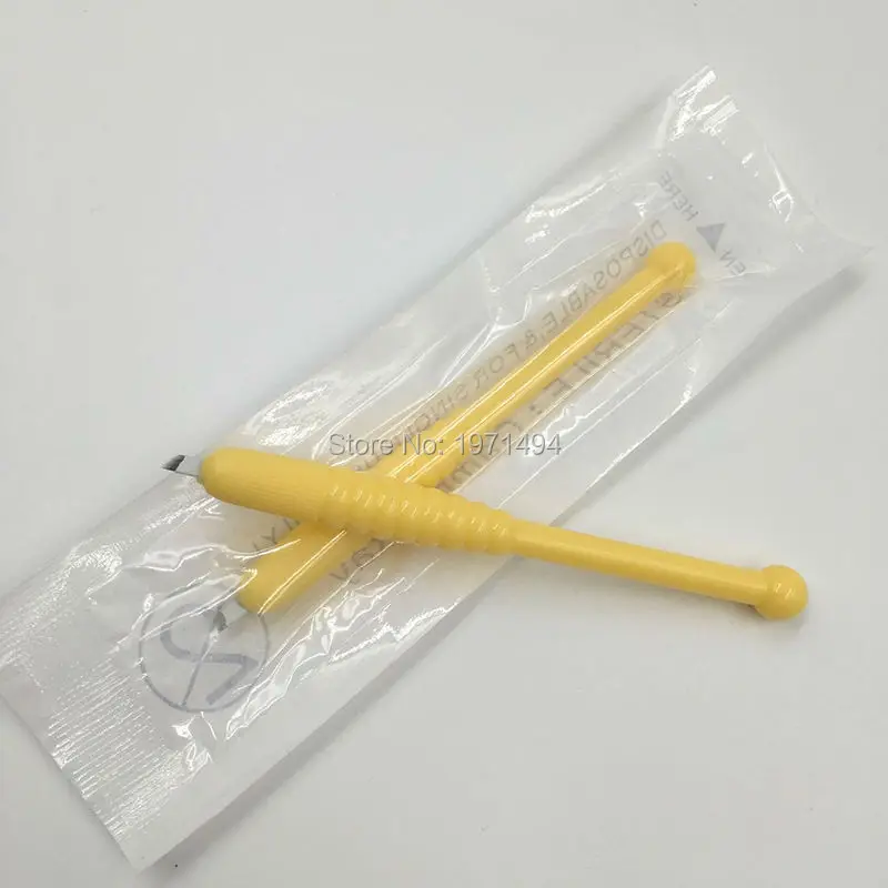 Новейшие 50 шт Одноразовые желтые перманентные макияж бровей ручки для
