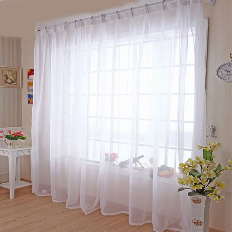 

Kitchen Tulle Curtains Translucidus Modern Home Window Decoration White Sheer Voile Curtains for Living Room Single Panel B502