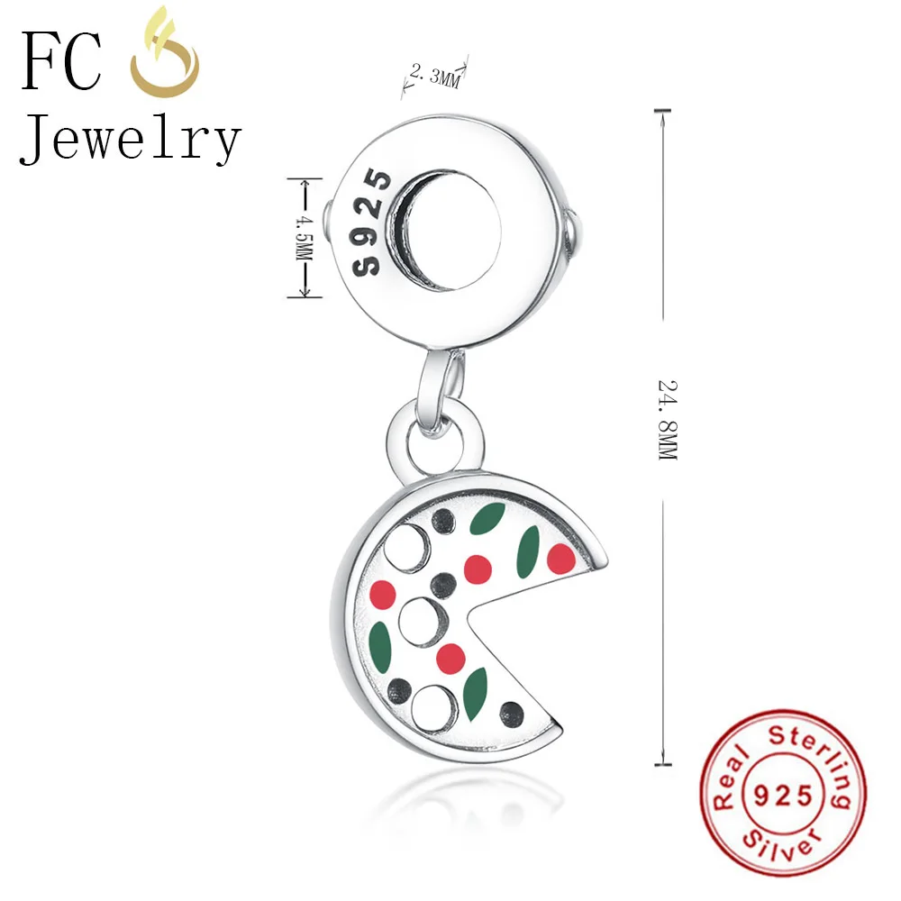 Ожерелье с кулоном пицца серебро 925 пробы 18 дюймов|Ожерелья| |