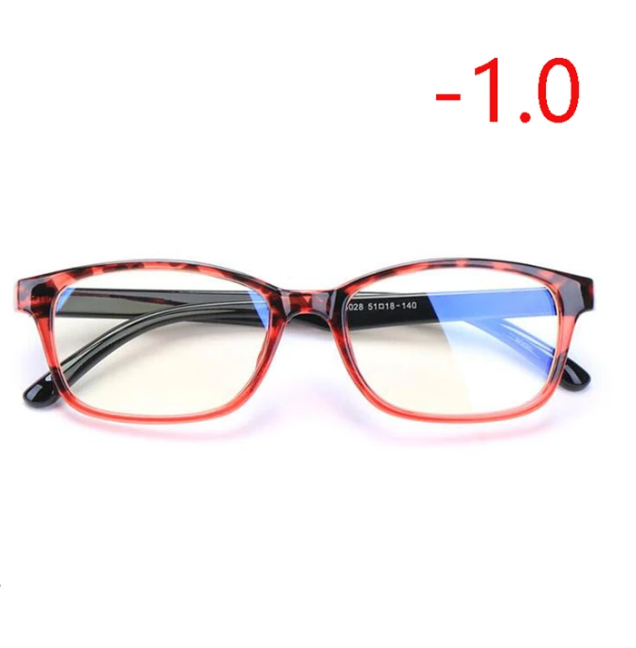 Myopia 100 Анти-синий светильник для женщин и мужчин, очки для близорукости с градусом, Модный ПК синий светильник, блокирующие близорукие очки-1,0-1,5-2,0-4,0 - Цвет оправы: Myopia 100