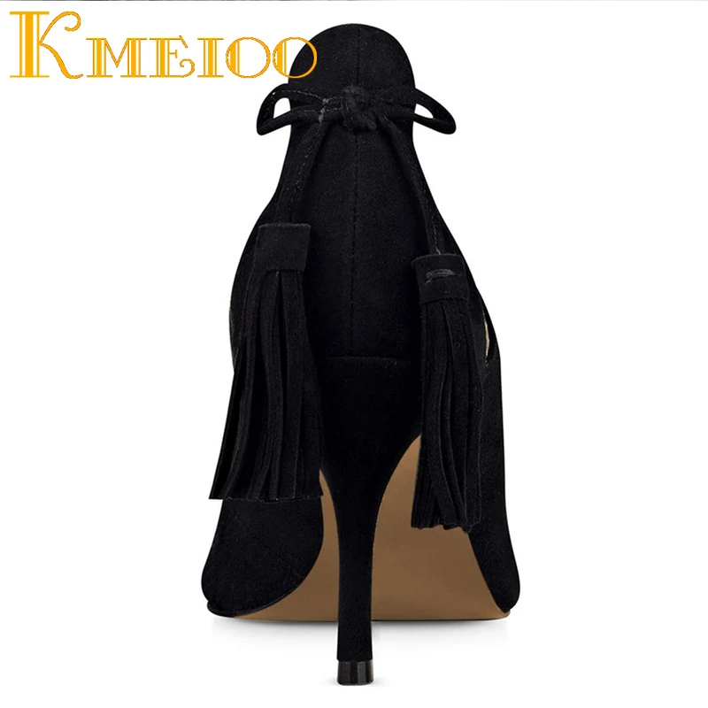 Kmeioo 2018 женские туфли-лодочки Ленточки с острым носком изнаночной Туфли на
