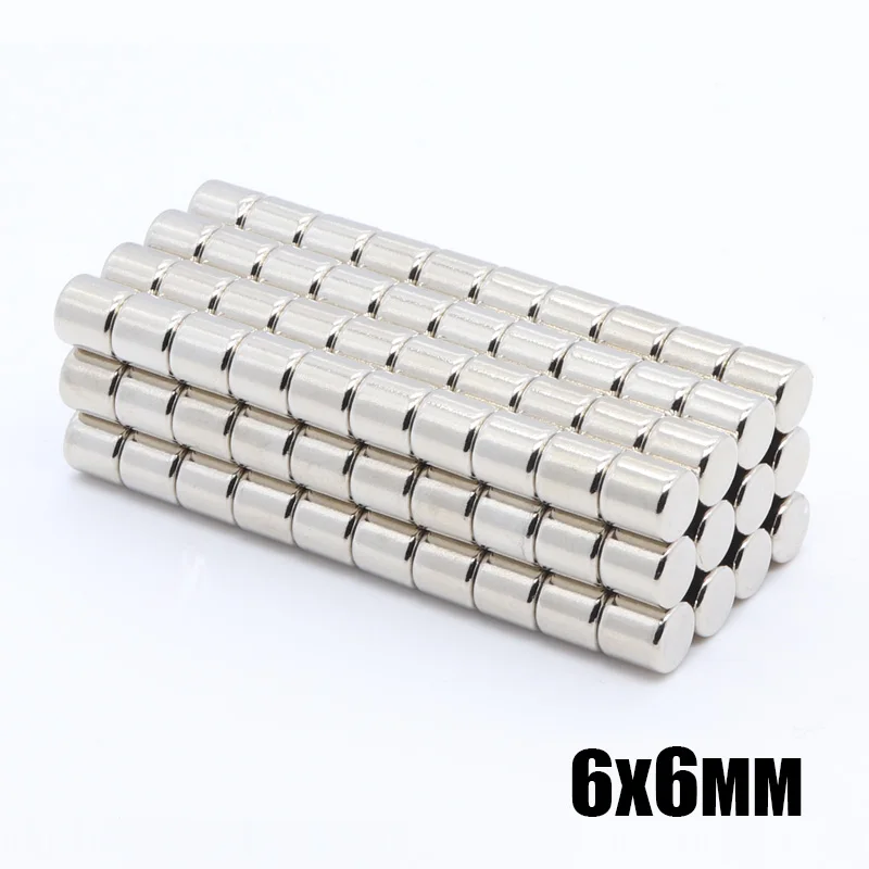 100 шт. 6*6 мм супер сильные мощные 6x6 Круглый Магнит Редкоземельные Постоянные