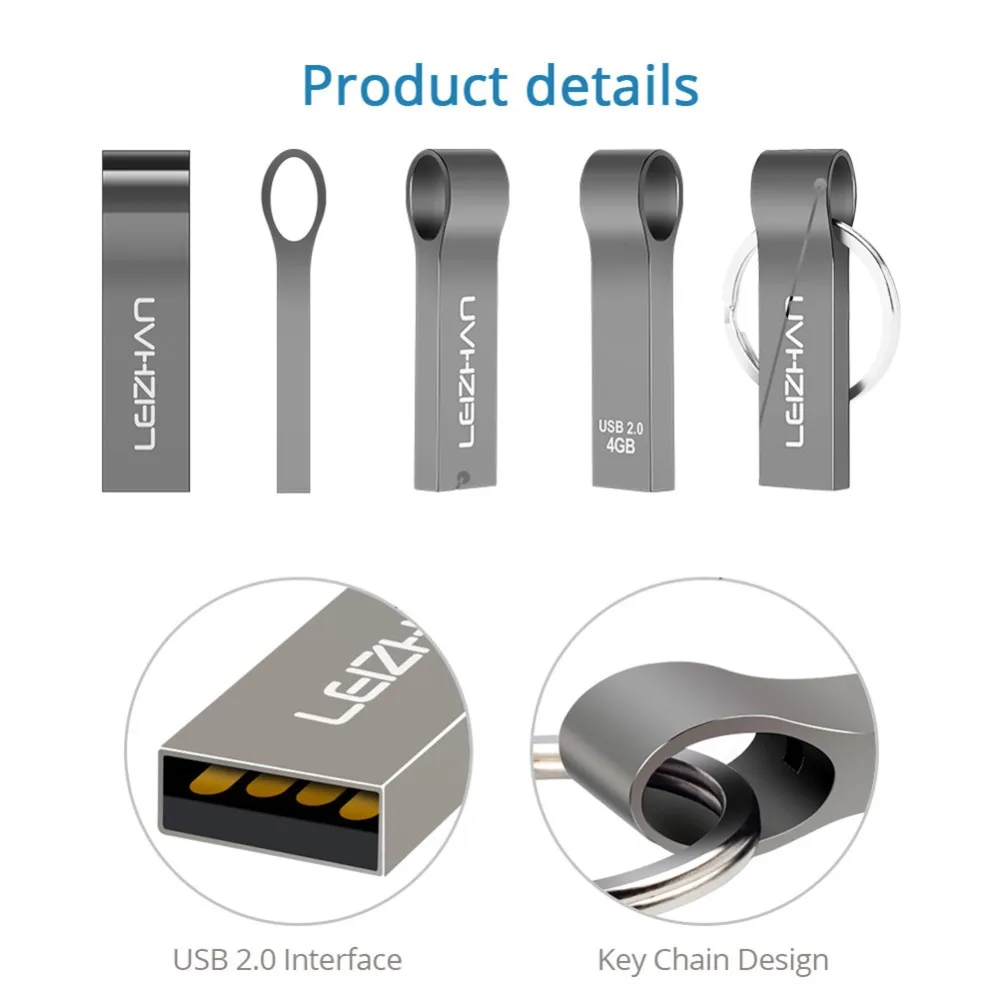 Водонепроницаемый USB флеш накопитель LEIZHAN металлическая Флешка хорошего