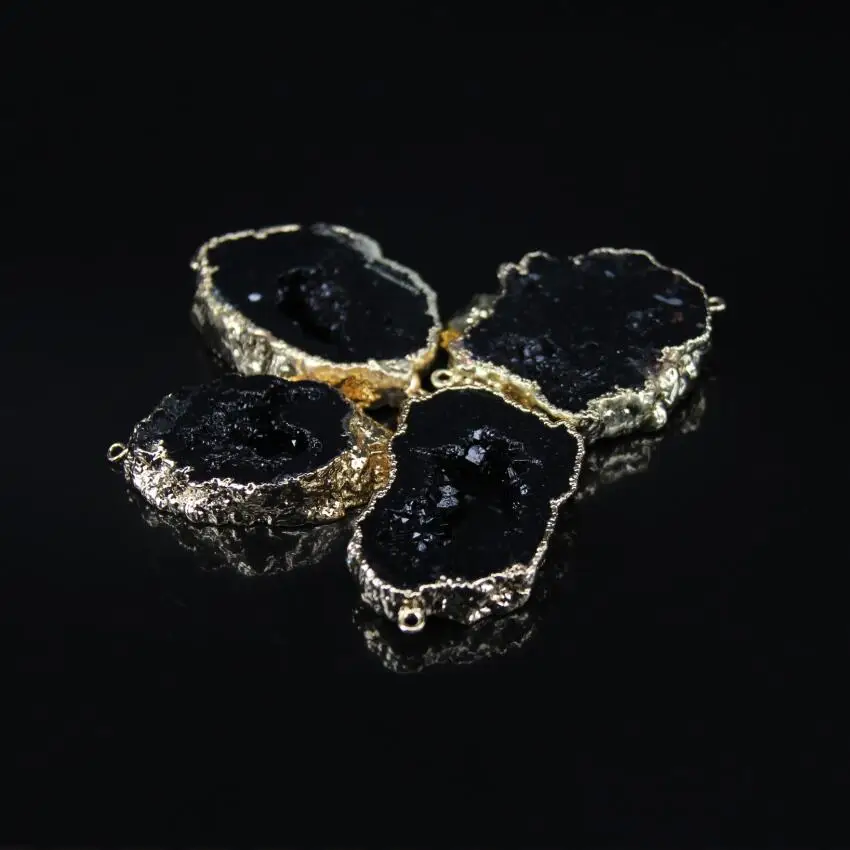 5 шт./партия черный кварцевый Жеода куски произвольной формы разъем шероховатый