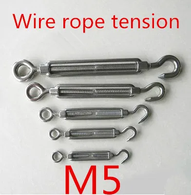 

M5 Stainless Steel 304 Turnbuckle Hook to Eye Wire Rope Tension
