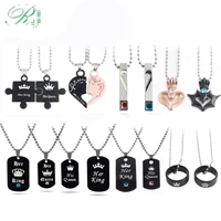 rj hot lover her king his queen crown letter necklaces couple pendants for women men valentines day gift jewelry dropshipping