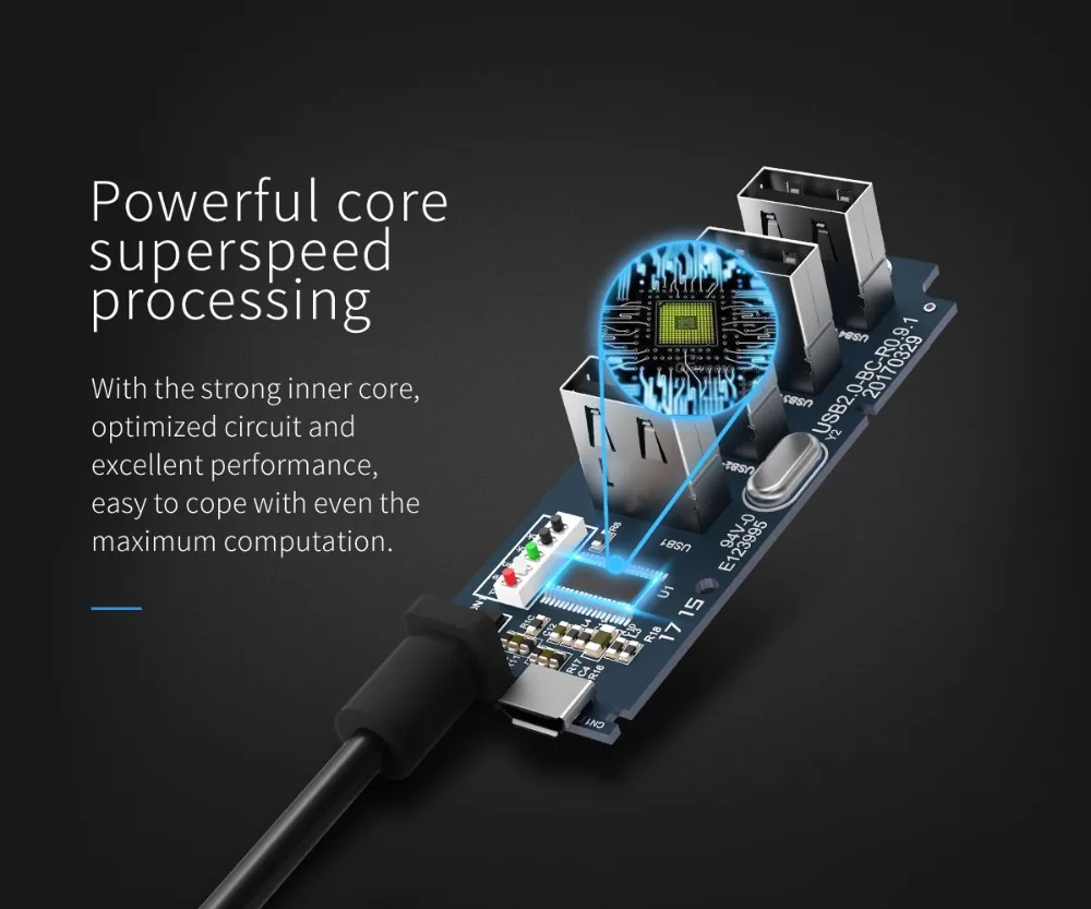 USB3.0 концентратор Высокоскоростной 4 порта для настольного ноутбука с телефоном-черный/белый(ORICO W5P-U3-100