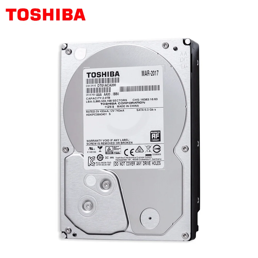 Toshiba камера видеонаблюдения AHD DVR 2 ТБ HDD 3 5 дюйма Sata3 внутренний жесткий диск Hardisk 7200