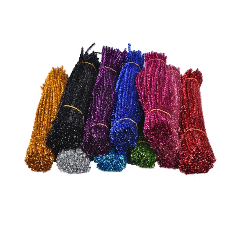 100 шт. металлические стебли синели плюшевые палочки ассорти блестящие трубки для