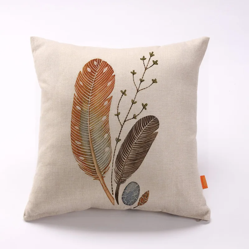 

Feather stone art hand-painted cotton pillow cushion sofa cushion cover