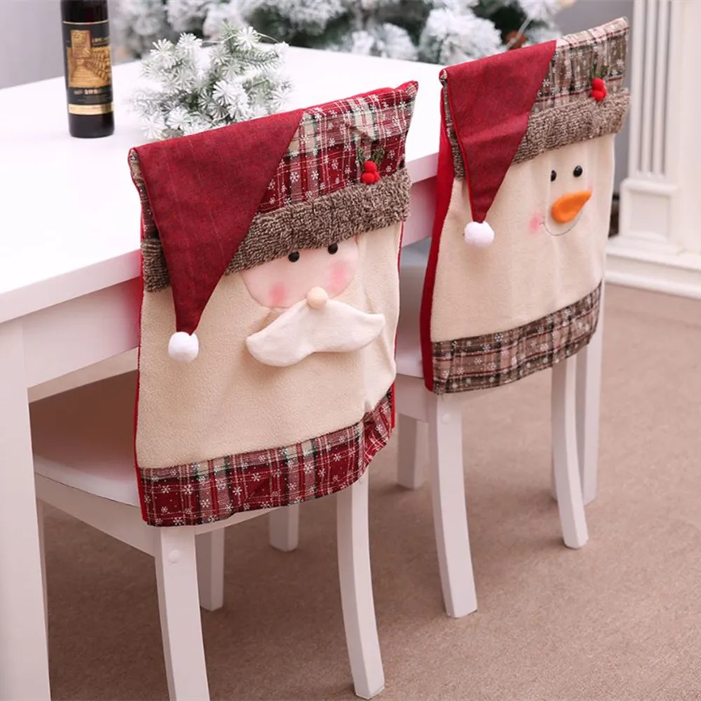 Happy New Year 1PC Santa Claus Christmas Chair Covers Dining Set For Home Table Dinner Decorations Festival Party Supplies