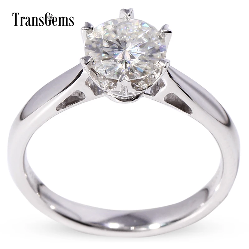 Женское кольцо для помолвки Transgems Solid 14k 585 из белого золота 1 карат диаметр 6 5 мм F