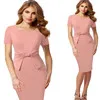 Vfemage Винтаж одноцветное цвет печати рюшами Лук носить на работу молнии vestidos Bodycon Офис Вечерние Партии Женское облегающее платье 361