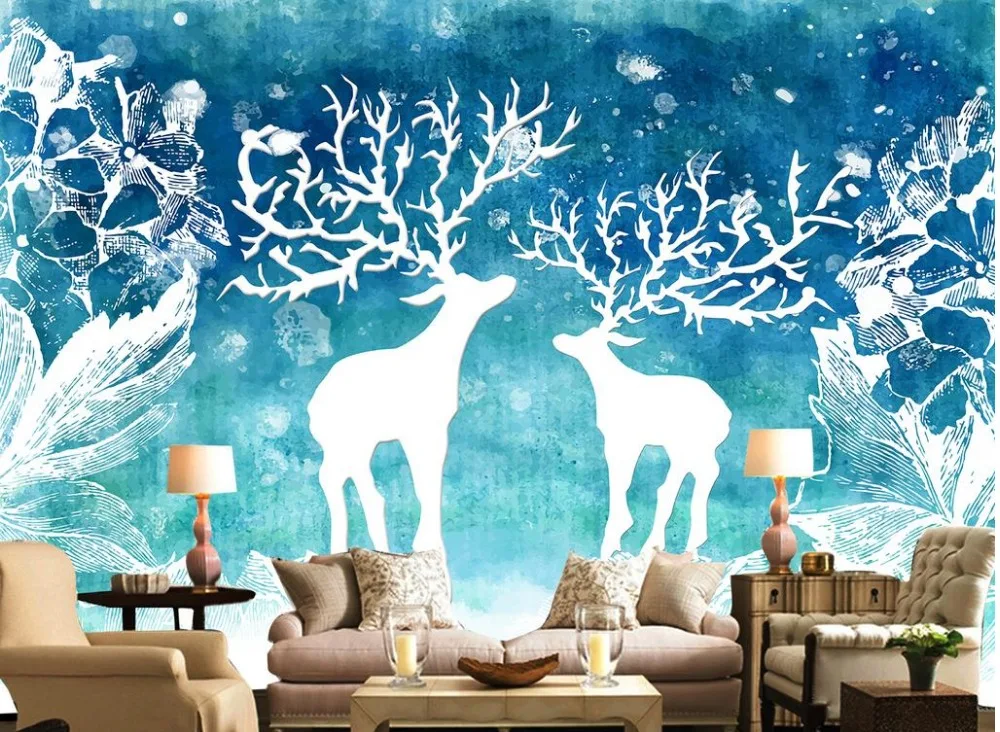 3d customized wallpaper wall mural photo Modern minimalist deer classic for walls | Обустройство дома