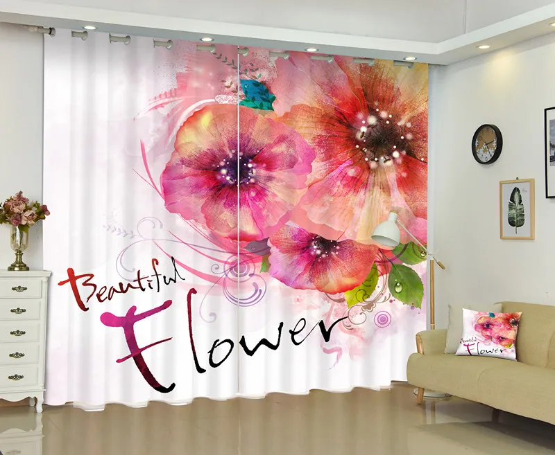 

3D Living Room Curtain Beatiful Flower Window Curtain
