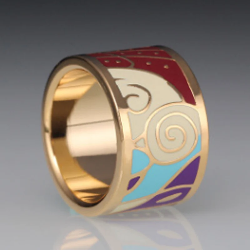 Red 12 шт./лот Эмаль Нержавеющая сталь Кольца Jewelry Для женщин шарф пряжки Кулон Bijoux Медь Свадебные Интимные аксессуары Mujer Анель - Цвет основного камня: Red