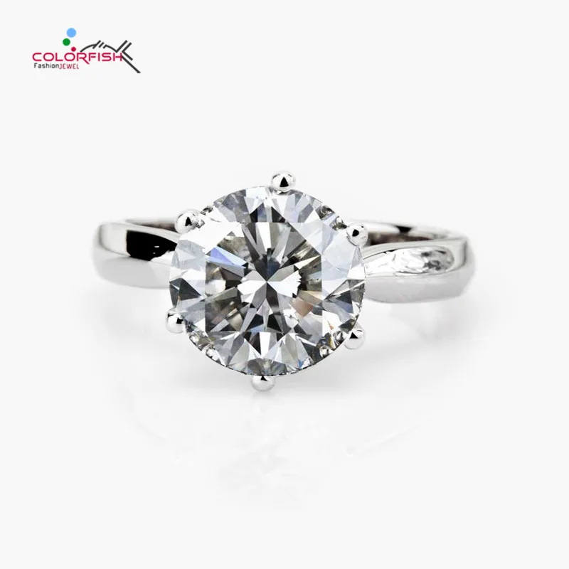 COLORFISH 3.5ct Помолвочное с солитёром кольцо Классические шесть когтей круглой