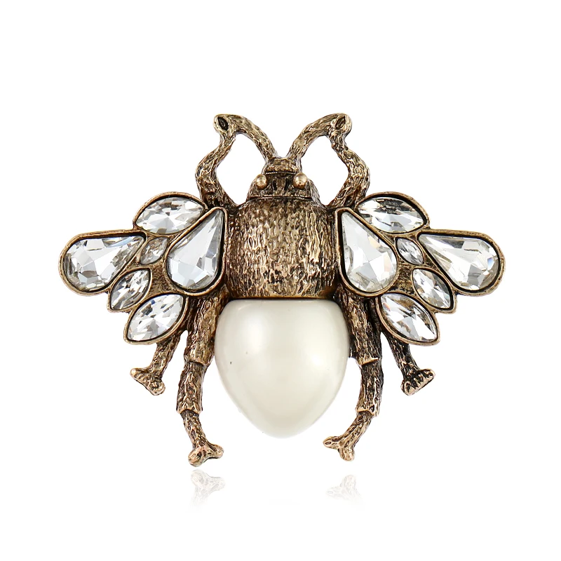 fashion 2018 2 Colors Choose Rhinestone and Pearl Bee Brooches for Women Vintage Jewelry Fashion Insect Brooch Pin High Quality | Украшения