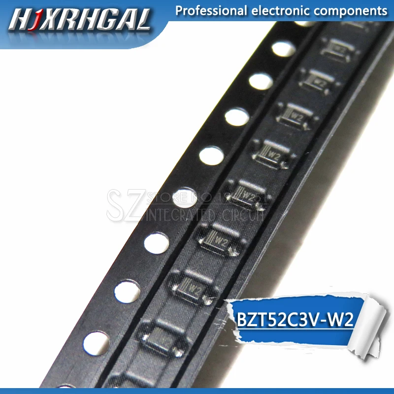 100 шт. SOD-123 зенеровский диод BZT52C8V2 BZT52C7V5 BZT52C6V8 BZT52C6V2 BZT52C5V6 BZT52C5V1 BZT52C4V3 BZT52C3V9 BZT52C3V6 hjxrhgal - Цвет: BZT52C3V-W2