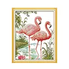 Набор для вышивки крестиком с двумя рисунками животных фламинго, ручная вышивка с изображением фламинго DMC