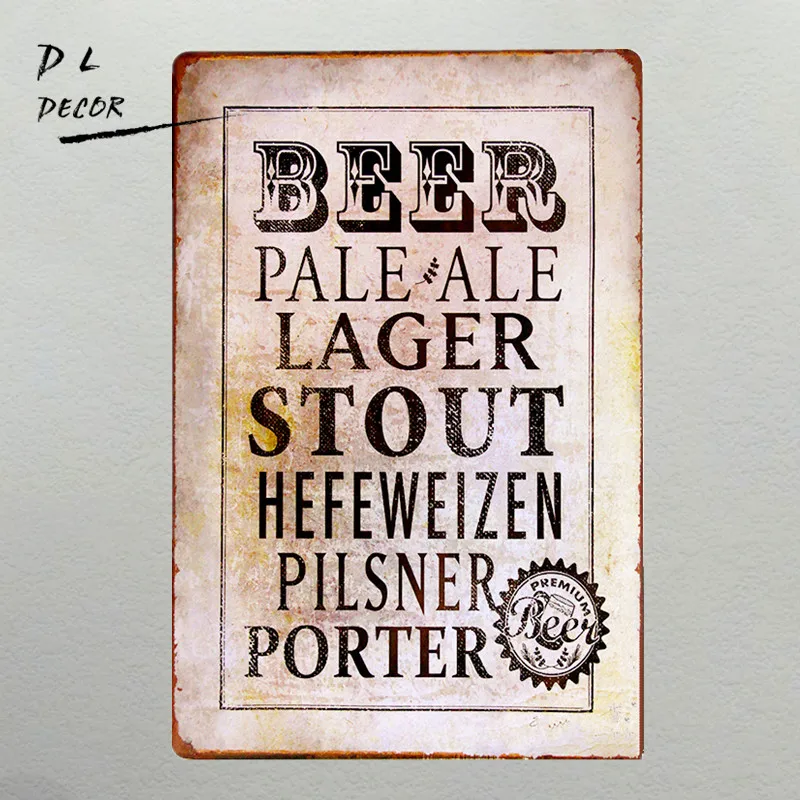 DL античное пиво жестяные знаки Декор для дома паба бара стены металлический