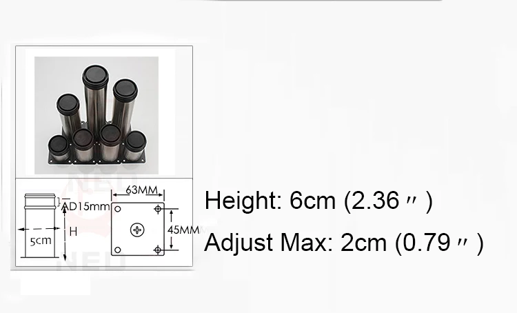 6CM Height NAIERDI 5 см-30 см мебель регулируемые ножки для шкафа стол из нержавеющей стали диван металлическая ножка с винтами оборудование для улучшения дома - Цвет: 6CM Height