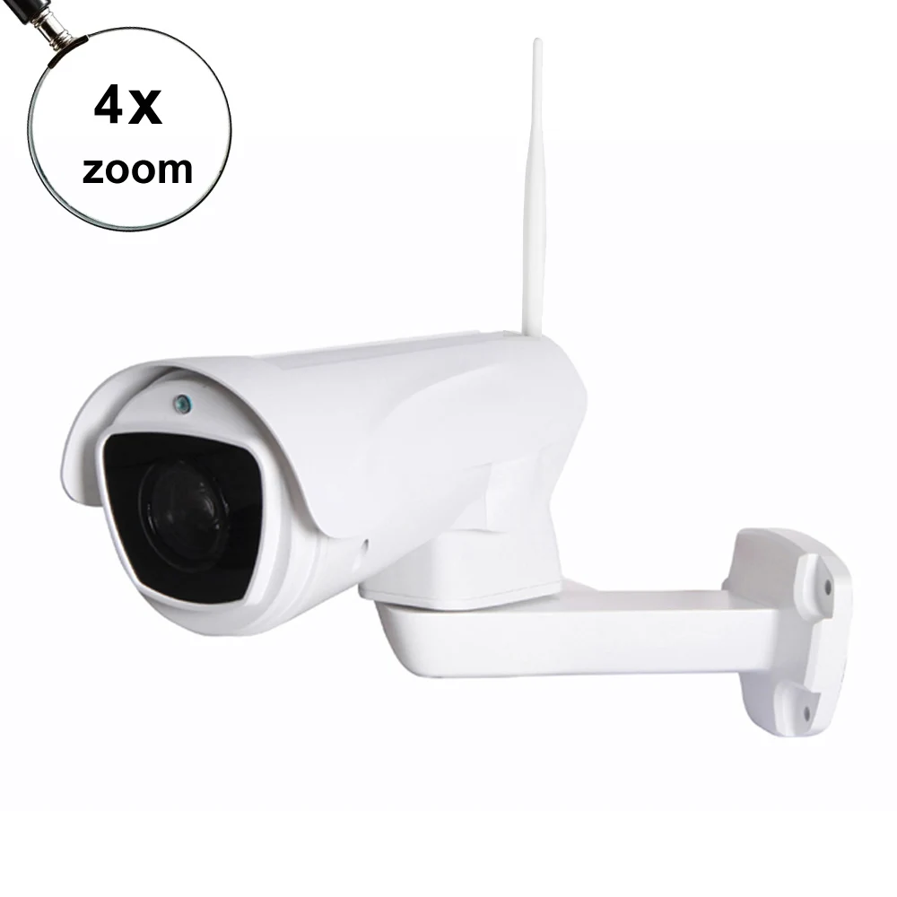 Беспроводная камера HD 1080P Bullet Wifi PTZ IP камера 4X Zoom с автофокусом 2,8-12 мм 2MP наружная ИК ptz bullet камера с поддержкой sd-карты 128G
