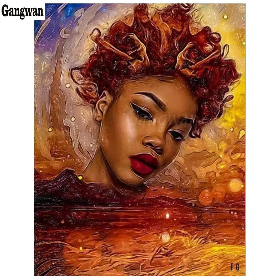 

Вышивка 5d «сделай сам», алмазная живопись, портрет Африканской девушки, узор, вышивка крестиком, полная квадратная круглая Алмазная вышивка...