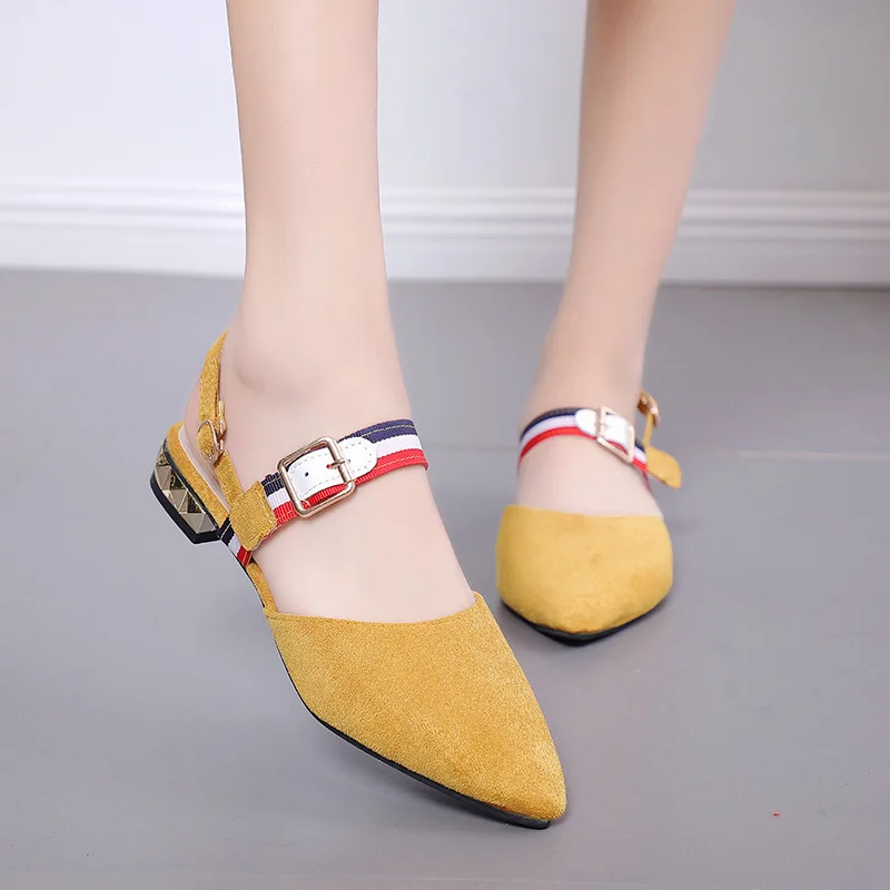 2019 г. весна лето новые неглубокие сандалии женские замшевые женская обувь на